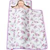 Toddler Nap Mat for Girls Floral, Warm Kids Sleeping Mat with Removable Pillow and Fleece Minky Blanket, Lightweight Perfect for Kids Preschool, Daycare, Travel Sleeping Bag, Fit Standard Cot