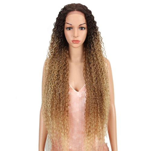 Style Icon 38” Long Curly Wig Lace Front Wigs Synthetic Wigs with Baby Hair Half Hand Tied 130% Density Hair Replacement Wigs (38", TAT6/27/24E)
