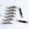 Cinaci 20 Pack 6cm/2.4" Simple Plain Blank DIY Caft Silver Metal French Hair Barrettes with Black Leather Cover Snap Hair Clips Clasps for Women Girls Teens Hair Accessories (2.4 Inch)