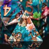 KERWELLSI DND Sharp Edge Dice Set, 7 Piece Resin Dice Set, Polyhedral Dice Set for Dungeons and Dragons Dice, Flower D&D Dice Set, RPG Role Playing D and D Dice D20 D12 D10 D8 D6 D4 with Box
