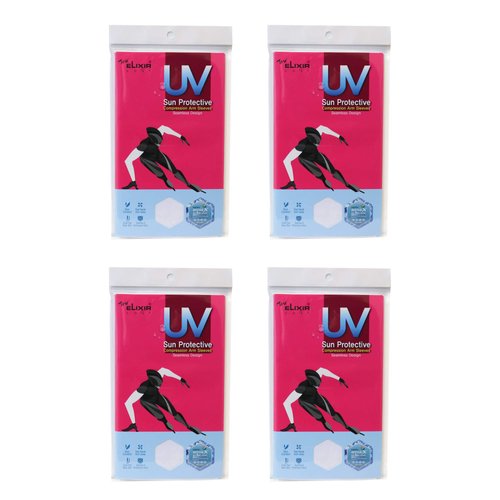 The Elixir 4 Pairs UV Protection Cooler Arm Sleeves for Bike Cycling Hiking Golf (White)