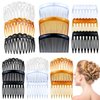 18 Pieces French Side Hair Twist Comb Set Plastic Twist Comb Hair Clip 9/11/25 Teeth Combs for Multiple Hairstyles Girls Women Hair Accessories(Black, Transparent, Brown)