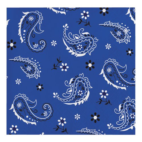 Creative Converting 16 Count Paper Beverage Napkins, Blue Bandana Cowboy