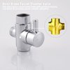 Brass Faucet Diverter Valve with Aerator, Faucet Adapter for Sink Hose Attachment, 3 Way Faucet Splitter with Male Thread Adapter, Faucet Connector for Bathroom/Kitchen(Chrome)
