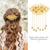 Beaupretty Wedding Hair Comb Hair Accessories Chinese Classical Long Tassel Bell Floral Leaves Hairpins Clips for Bride Wedding Party Gold