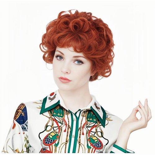 Gerulyss Short Copper Red Wigs for Women Auburn Curly Vintage Wig Synthetic Ginger Wavy Natural Wig for Cosplay,Halloween,Daily Use