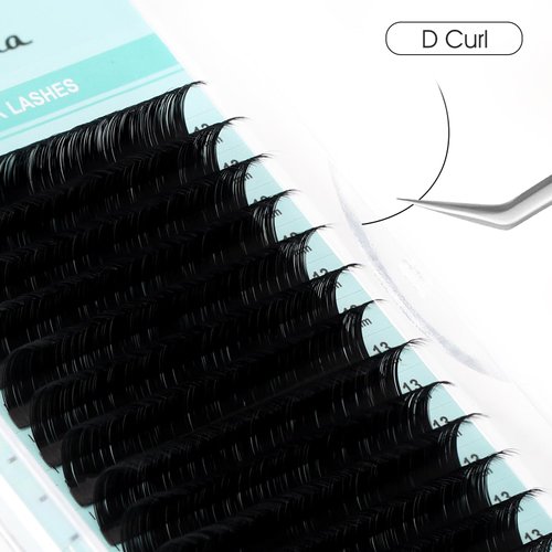 NATUHANA Round Eyelash Extensions 0.07mm D Curl Russian Classic Lash 12mm Single Size Tray False Lashes Supplies,Classic Individual Lash Extensions 16Rows/Case Matte Black (12mm, black;0.07 D)
