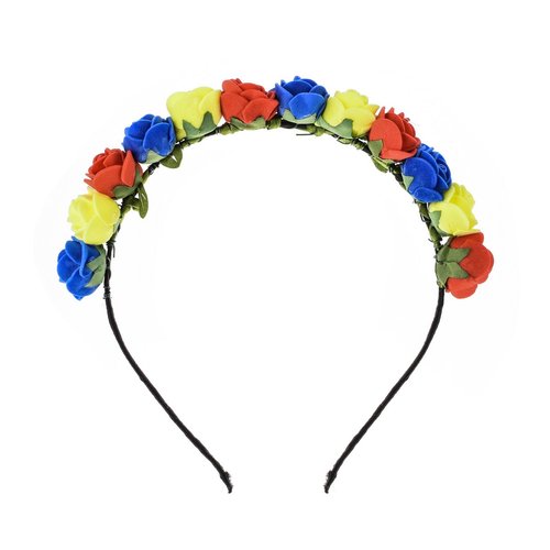 Love Sweety BOHO Floral Crown Rose Flower Headband Hair Wreath (Red Yellow Blue)