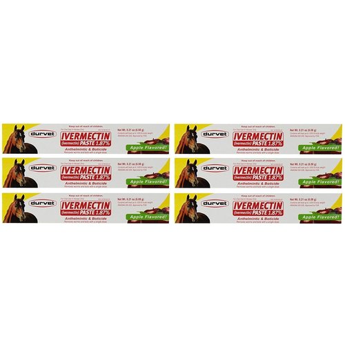 Durvet 6 Pack of Ivermectin Paste, 0.21 Ounces each, Apple Flavored Horse Wormer