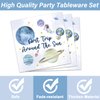 96 PCS First Trip Around The Sun Birthday Party Decorations Outer Space Themed Decorations 1st Space Birthday Dinner Paper Plates Boho Solar System Napkins Forks Sun Theme Party Favors Supplies