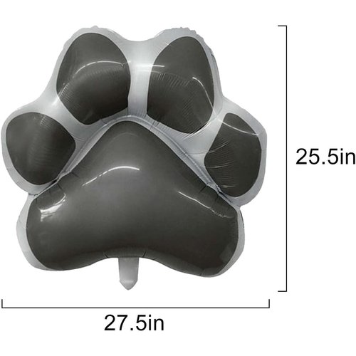 BIEUFBJI 4 Pcs Dog Paw Balloons Grey Dog Print Foil Balloons Pets Dog Party Themed Baby Shower Pets Birthday Kids Party Dog Paw Balloons Props Decorations Supplies