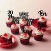 30PCS Black 10th Birthday Cupcake Toppers Glitter Ten Happy 10th Straight Outta 2014 Cupcake Picks for Cheers to 10 Years 10th Birthday Wedding Anniversary Party Cake Decorations Supplies