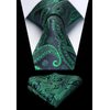 Enlision Green Paisley Tie Boys Necktie Pocket Square Set Forest Hunter Children Tie for Boy Classic Formal Navy Neck Strap Tie for Kids Party School