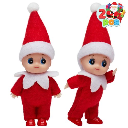 JOYIN 2 Pcs Christmas Elf Plush Doll Tiny Soft Plush Toy Doll for Christmas Decor, Xmas Gift, Xmas Clothing for Elf Doll