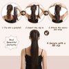 18" Human Hair Ponytail Extensions 85g #2 Dark Brown 100% Remy Human Hair Wrap Around Long Ponytail Clip in Hair Extensions Straight One Piece Hairpiece (18", Dark Brown)