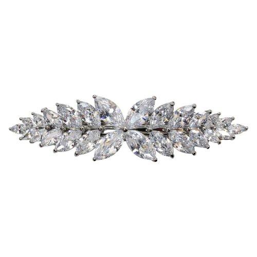 Faship Gorgeous Clear CZ Crystal Floral Hair Barrette Clip