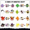 WATINC 123pcs Halloween Monster Crafts Kits for Kids, Halloween Hanging Ornaments DIY Make Your Own Monster Set Art, Halloween Handcraft Home Classroom Game Activities Party Favors Tree Decoration