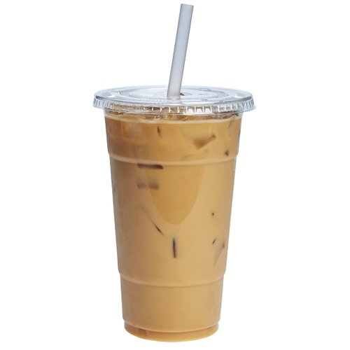 Comfy Package [24 oz. - 50 Count Clear Plastic Cups With Lids, Disposable Coffee Cups with Flat Lids - Ideal for Cold Beverages, Smoothies, and To-Go Drinks