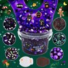 300ml Black Cat Slime with Clay, Dark Purple Clear Slime Kit for Girls Ages 8-12 with 9 Packs Slime Add-Ins, Slime for Kids Party Favors, Non Stick Slime Toys Birthday Halloween Christmas Easter Gifts