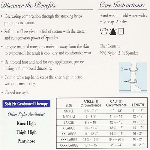 Activa 20-30 mmHg Soft Fit Knee High Socks with Closed Toe, Black, Small