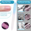 CANVALITE Glass Nail File for Natural Nails Double Sided 180/320 Grit Crystal Nail Files with Case Glass Fingernail File Stocking Stuffers for Women Girls Gifts, Light Blue