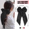 Hair Bows, Barrettes and Scrunchies for Women: 3 PCS Black Satin Ribbon Hairpins with Long Tails, Metal French Clips, and Ponytail Accessories