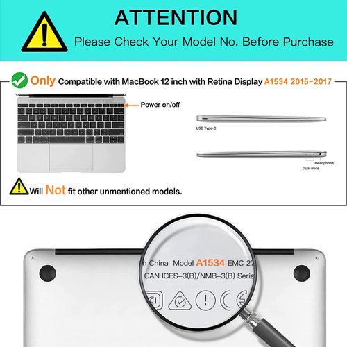 MOSISO Compatible with MacBook 12 inch Case with Retina Display (Model: A1534, Release 2017 2016 2015), Plastic Hard Shell Case & Keyboard Cover Skin, Lavender Gray