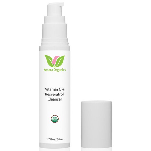 Organic Vitamin C Facial Cleanser with Resveratrol - USDA Certified Organic Face Wash - 1.7 fl oz