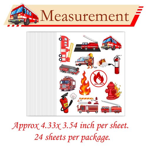 ATSMOICY 360 Fire Truck Party Temporary Tattoos stickers Firefighter Party Fireman Birthday Baby Party Favors Decorations Tattoo