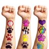 107 Pcs Cat Dog Paw Print Temporary Tattoos Sticker Tie Dye Animal Themed Birthday Party Supplies Decorations Decor Favors Gifts Ideas Girls Boys Cute Let’s Pupply Pet Fake Tattoo School Reward