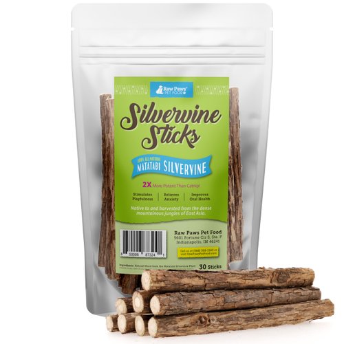 Raw Paws Silvervine Sticks for Cats, 30 (Pack) - Silvervine Cat Toy for Indoor Cats, Catnip Sticks, Matatabi Cat Chew Stick, Silvervine for Cats, Silver Vine Sticks Cats Kicker Toy, Cat Toy Silvervine
