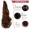 FELENDY Ponytail Extension, 18" Claw Clip in Ponytail Extensions Long Curly Wavy Jaw Clip on Pony Tails Hairpiece for Women Dark Brown Mix Light Auburn