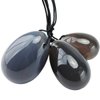 rockcloud Grey Agate Set of 3 Drilled Yoni Eggs with String, Massage Stones for Women to Train Pelvic Muscles Kegel Exercise
