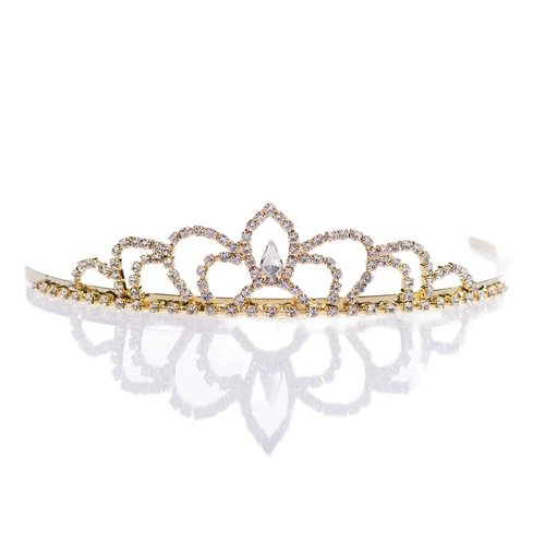 Anderson's Sissy Clear Rhinestone Gold Tiara, 1.25 Inches, Women, Girls, Wedding Tiara, Queen Or Princess Prom Tiara Homecoming, Pageant, Wedding, School Dance, Award, Costume, Party, Event