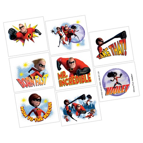 amscan 399683 Disney/Pixar Incredibles 2" Temporary Tattoos, Multicolor