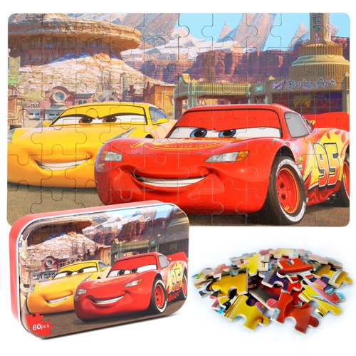 MZZOTOY Puzzles for Kids Ages 4-8，60 Pieces Puzzles for Kids Ages 3-5 in a Metal Box Puzzle for Kids Girls and Boys Educational Puzzles Gifts