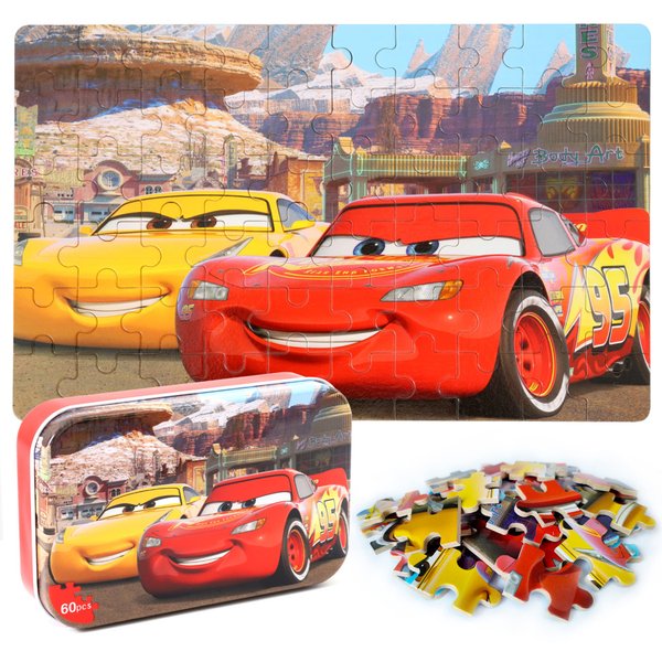 MZZOTOY Puzzles for Kids Ages 4-8，60 Pieces Puzzles for Kids Ages 3-5 in a Metal Box Puzzle for Kids Girls and Boys Educational Puzzles Gifts