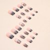 DANMANR Press on Medium Nails Line False Nails Full Cover Acrylic Butterfly Fake Gradient Square Nails for Women and Girls 24PCS