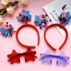 4 PCS Patriotic Party Accessories - Independence Day Headband, Star Sunglasses, Red White Blue Party Favors and Memorial Day Supplies
