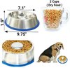 Mr. Peanut's Stainless Steel Interactive Slow Feed Dog Bowl with a Blue Silicone Base, Fun Healthy Bloat Stop Feeder (Medium)