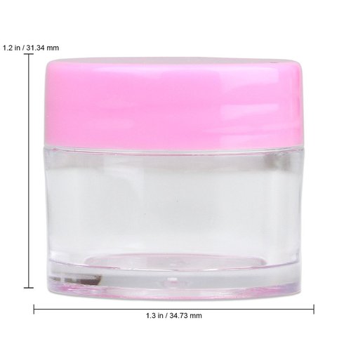 Beauticom High-Graded Quality 7 Grams/7 ML (Quantity: 12 Packs) Thick Wall Clear Plastic LEAK-PROOF Jars Container with PINK Lids for Cosmetic, Lip Balm, Lip Gloss, Creams, Lotions, Liquids