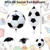 22 Inch 4D Soccer Foil Balloons, 6Pcs Soccer Party Decorations Football Shape Mylar Foil Balloons World Cup 2022 Decor for Boys Kids Soccer Ball Fans Sport Theme Birthday Party Decorations Supplies