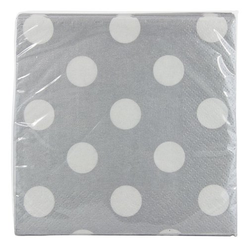 Amscan Disposable, Dots Beverage Napkins, SIlver, One Size 16ct Party Supplies, 16 pieces
