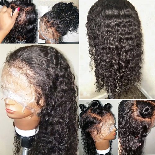 JYZ Burmese Curly Hair Lace Front Human Hair Wigs Pre Plucked Bleached Knots with Baby Hair for Black Women 13X4 frontal Wigs Raw Human Hair Lace Front Wig Human Hair 150% Density 10 Inch
