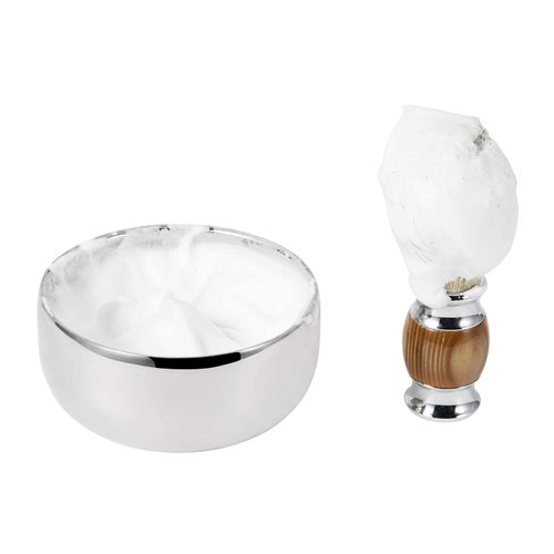 Grandslam Shaving Bowl and Brush Kit, Stainless Steel Shaving Bowl With Mirror and Lid, Wide Mouth, Shaving Kit For Men