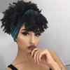 Aisaide Headband Wigs for Black Women Scarf Wigs Black Wig with Bangs Wig Turban Natural Wig Headbands Wigs for Black Women Kinky Curly Hair Wigs Short Black Wigs with Bangs Head Wrap Wigs 2 in 1