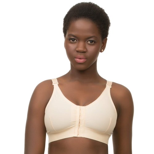 Isavela Sports T-Back Support Bra with 2" Elastic band (BR04) (2XL, Beige)