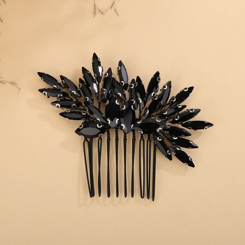 Denifery Women Dainty Simple Full Rhinestone Hair Comb Bride Wedding Hair Comb Bridal Hair Accessories Shiny Rhinestones Bridal Side Hair Combs for Women and Girls (Black)