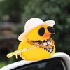 wonuu Car Rubber Duck Decoration, West Cowboy Duck Car Dashboard Decoration Accessories with Mini Swim Ring Cowboy Hat Scarf and Sunglasses, B_White Scarf Straw hat