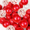 Pearl Red White Latex Balloons 12 Inch Red Confetti Balloon for Birthday Wedding christmas Bridal Baby Shower Decorations.50Pcs.